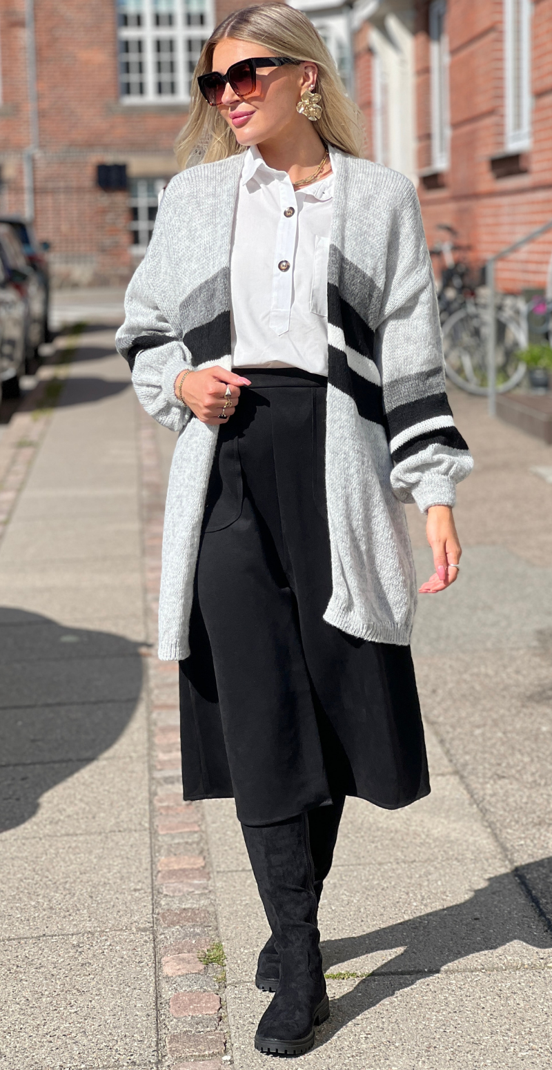 Regitze cardigan med striber grå LikeLondon