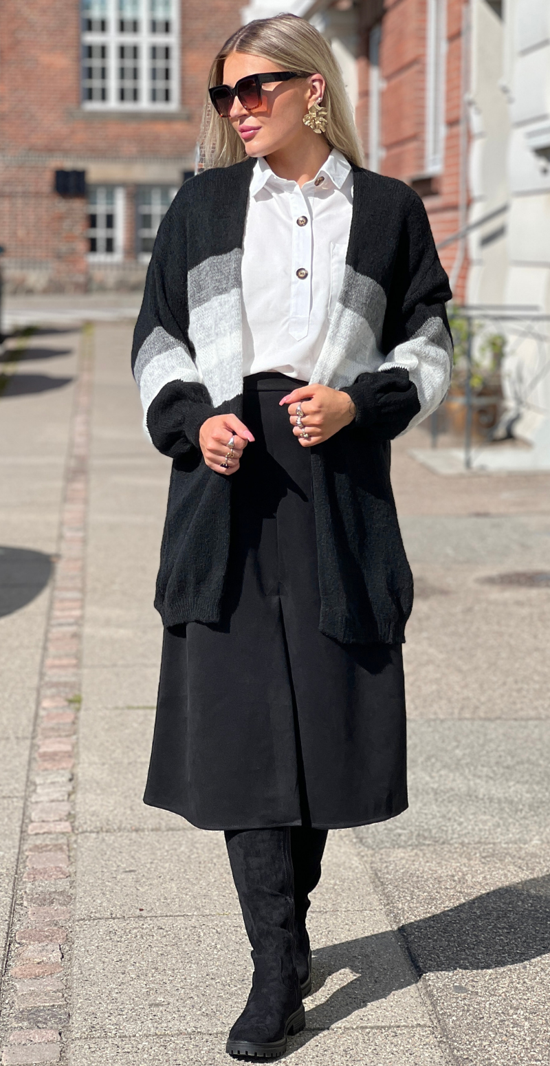 Regitze cardigan med striber sort LikeLondon
