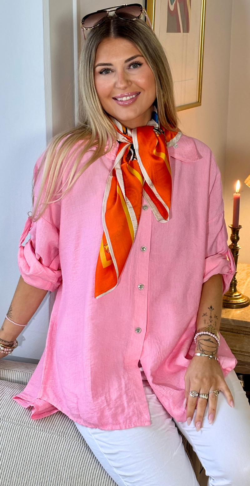 Martha skjorte med opsmøg på ærmet pink LikeLondon