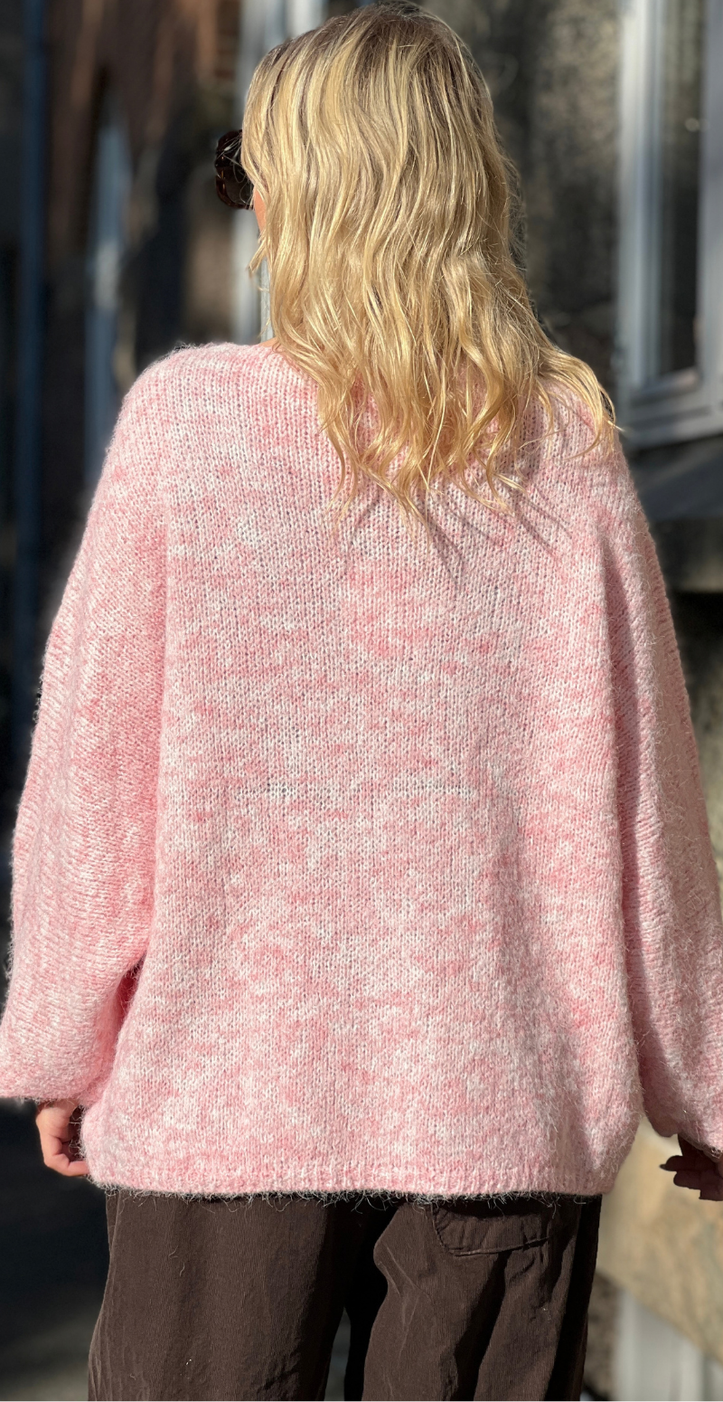 Magda meleret strik med v-hals pink LikeLondon