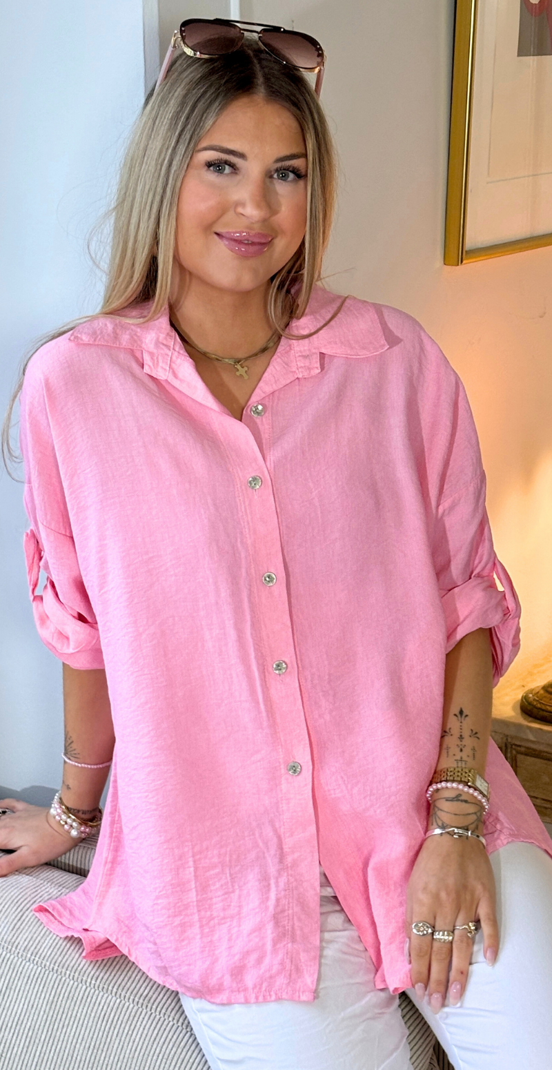 Martha skjorte med opsmøg på ærmet pink LikeLondon