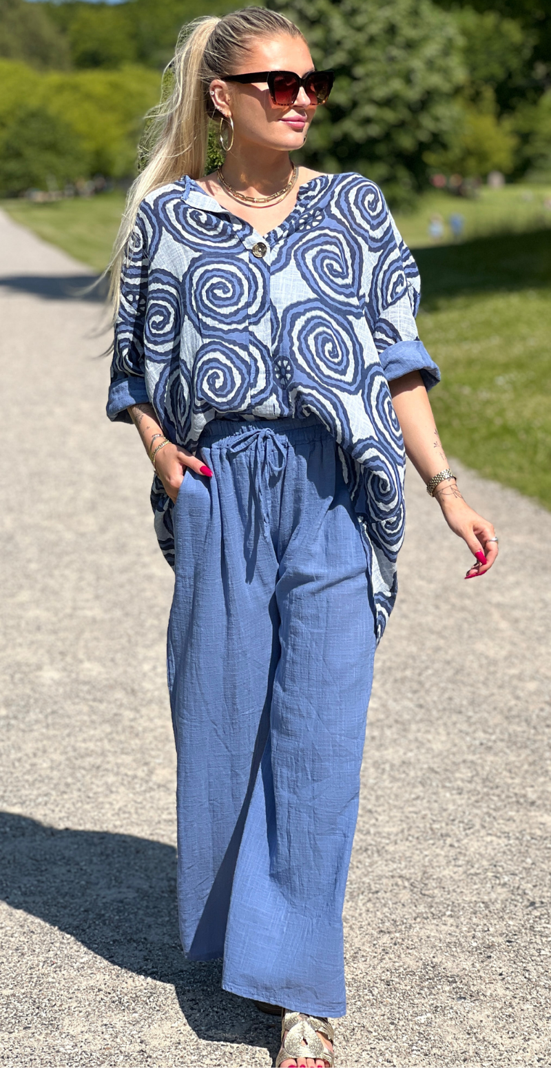 Elise ensfarvet buks denim LikeLondon