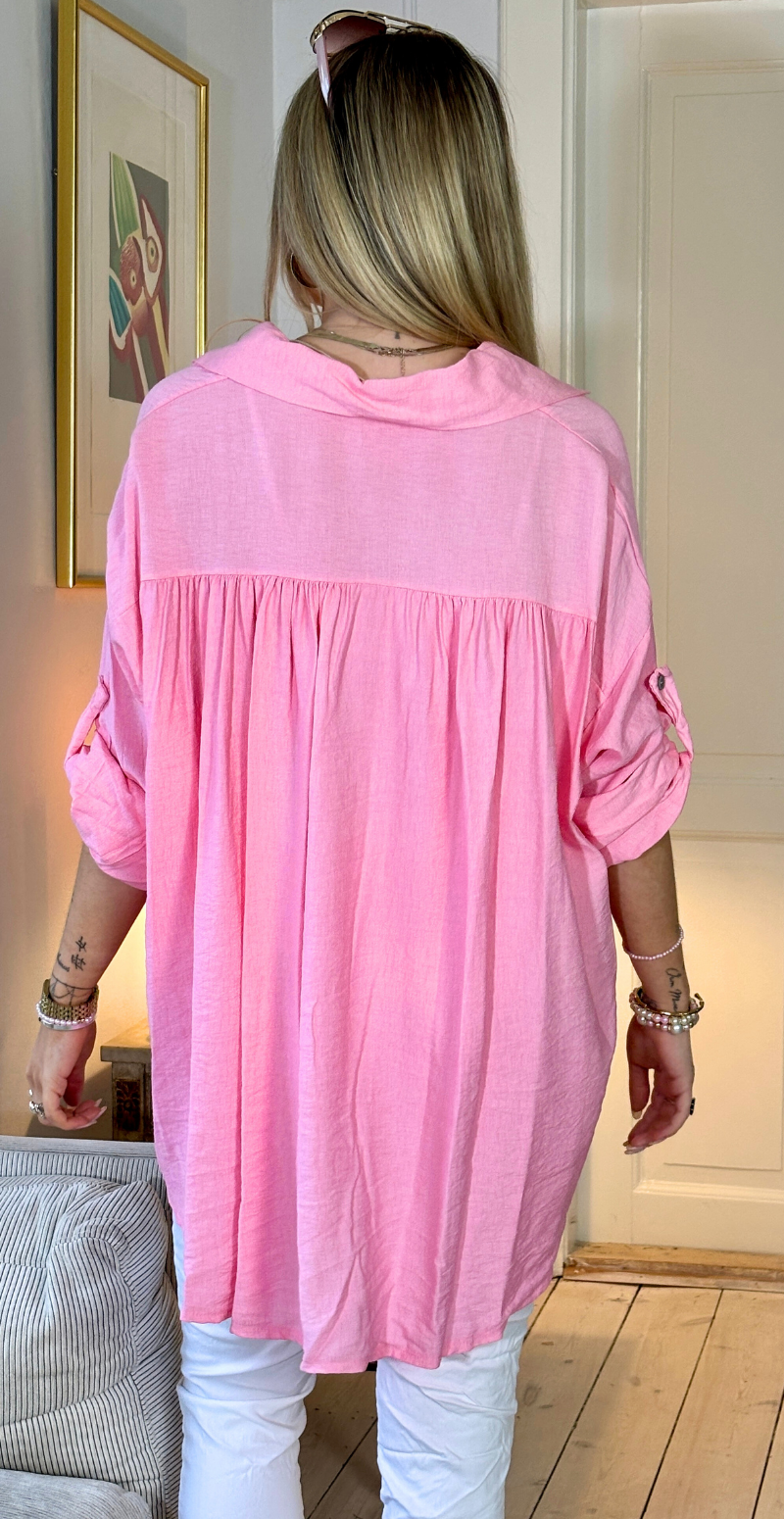Martha skjorte med opsmøg på ærmet pink LikeLondon