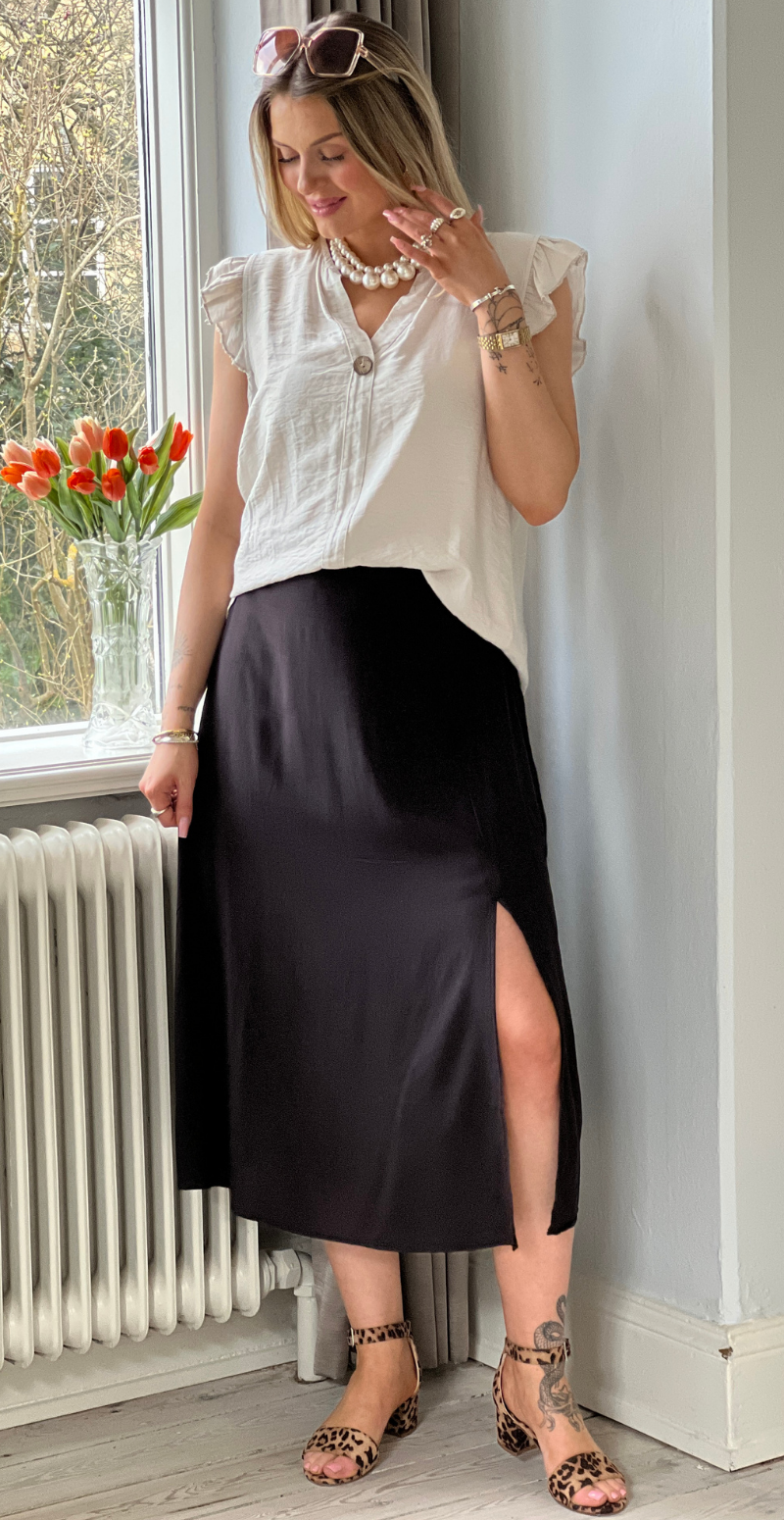 Joella midi skirt med slids meteorite B.young