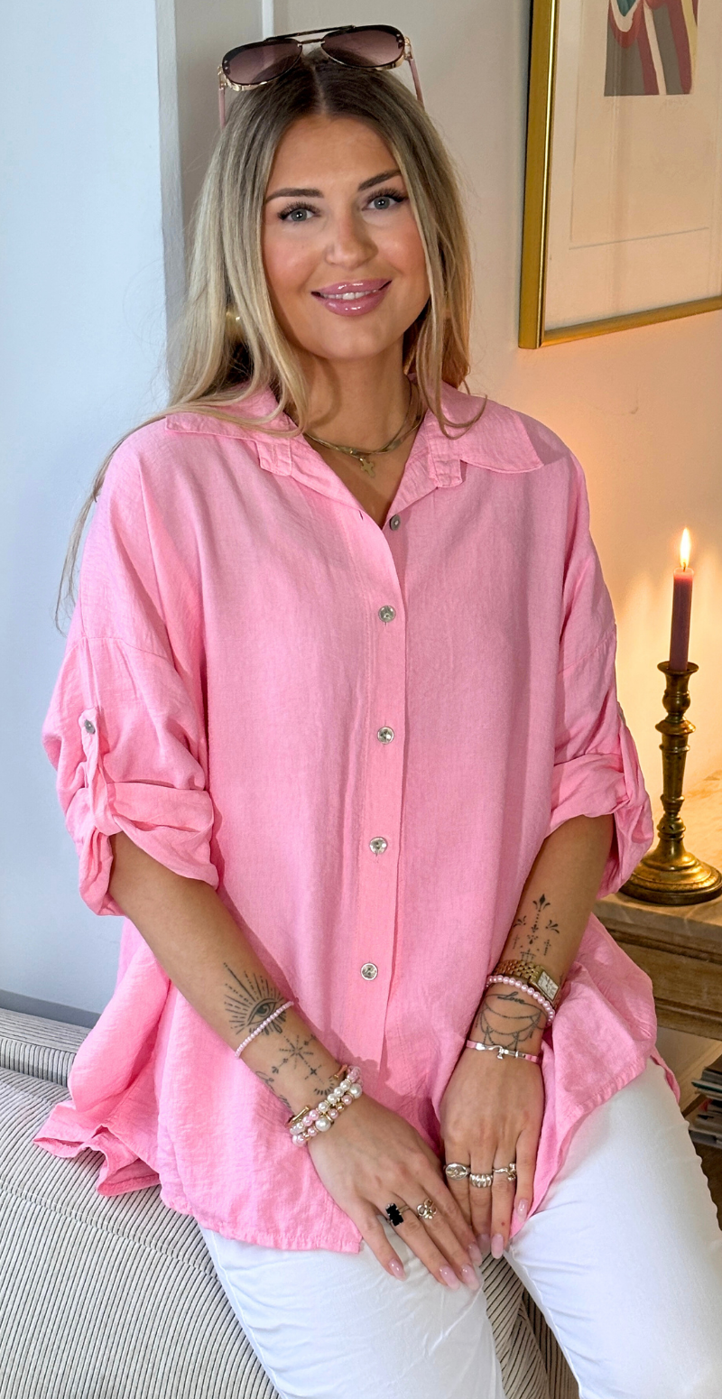 Martha skjorte med opsmøg på ærmet pink LikeLondon
