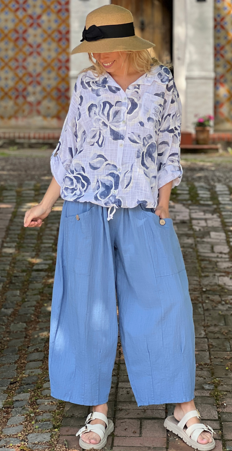 Gwen ensfarvet bukser med lommer denim LikeLondon