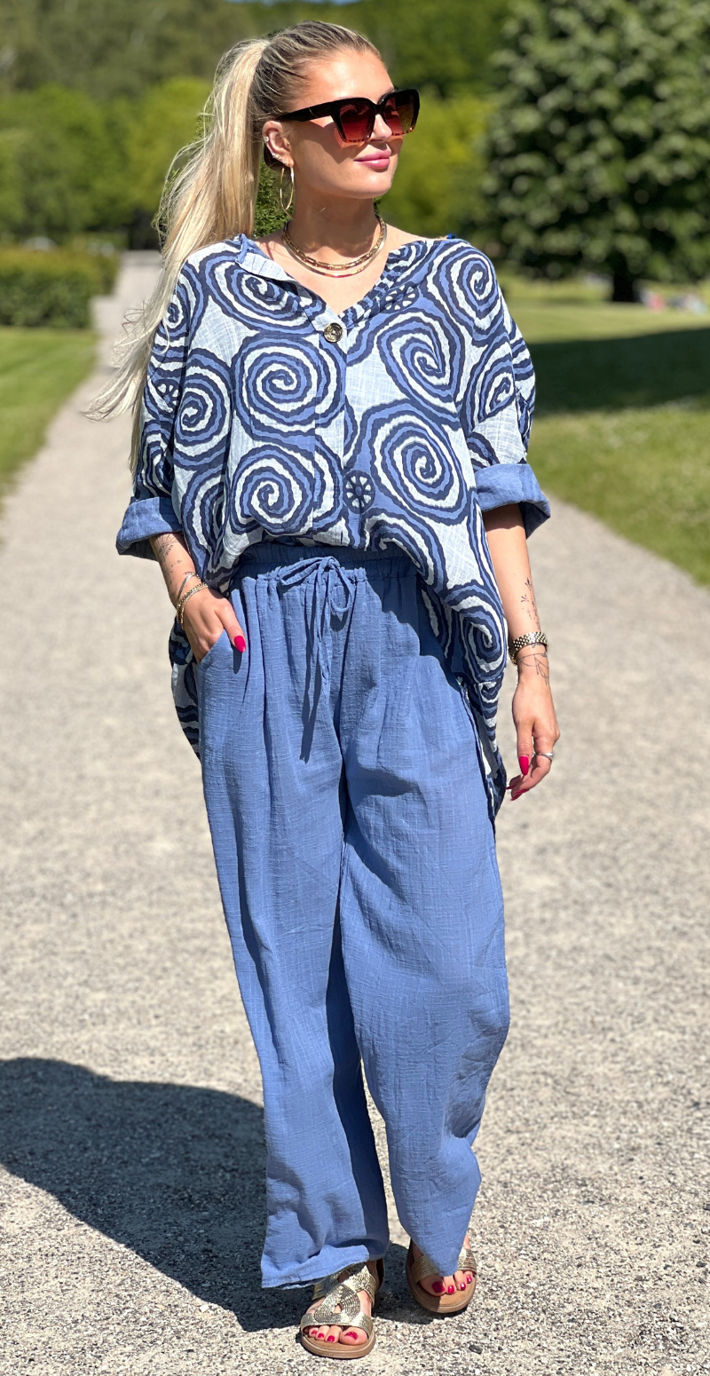 Elise ensfarvet buks denim LikeLondon