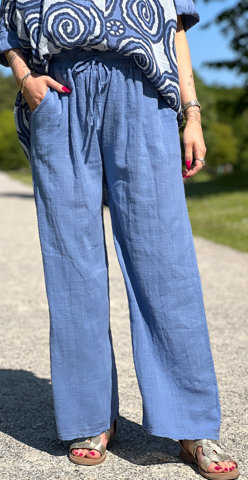 Elise ensfarvet buks denim LikeLondon