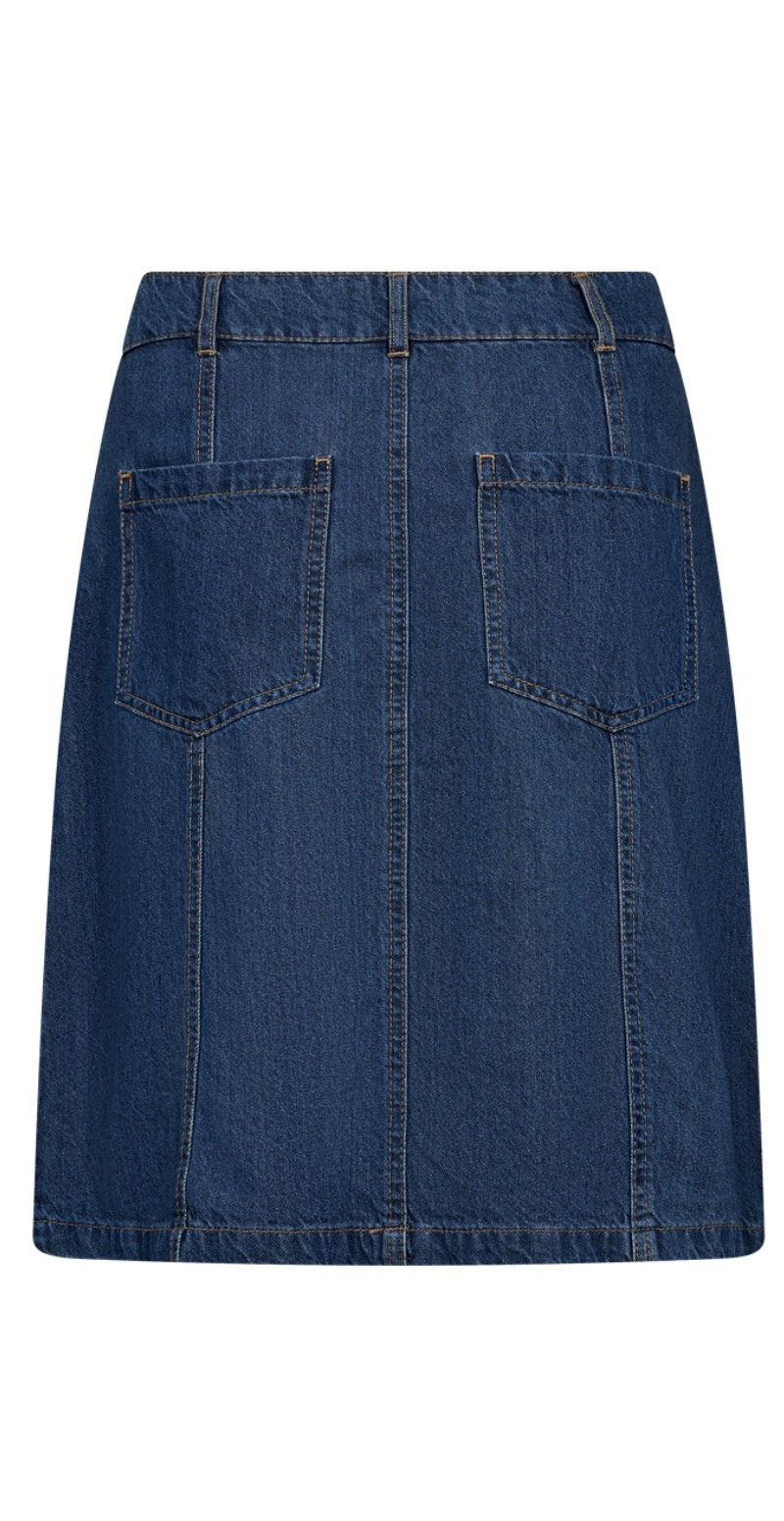 Alia nederdel med lommer medium blue denim Freequent