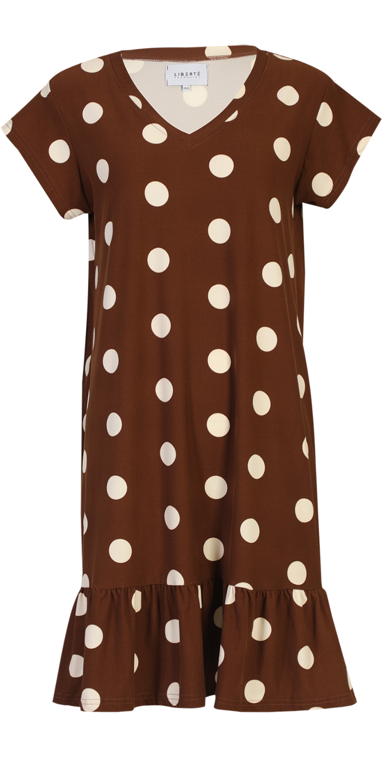 Alma kjole brown creme dot Liberté