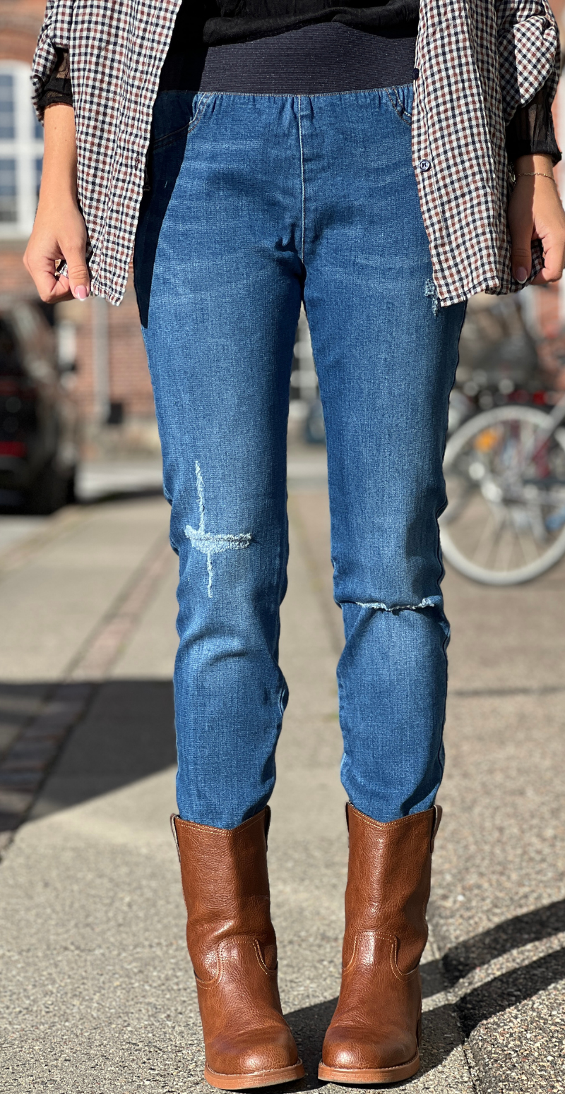 Shantal broken ankel buks medium blå denim Freequent