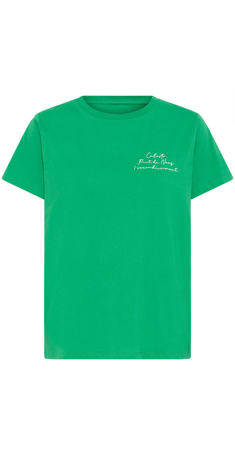 Seleste bluse med rund hals og tekst jelly bean B.young