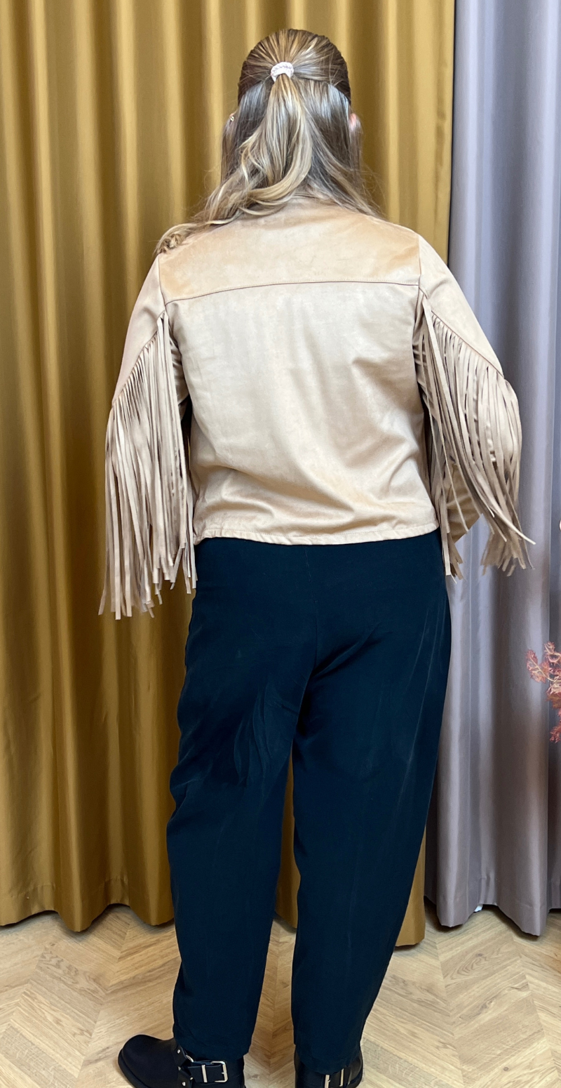 Billie ruskindsjakke med frynser fango LikeLondon