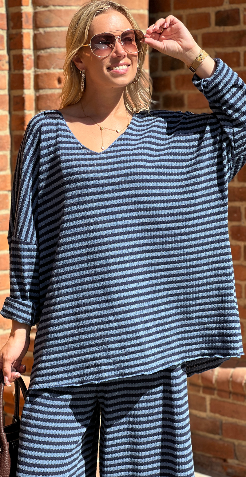 Mira strikket sæt i 2 dele navy/denim LikeLondon