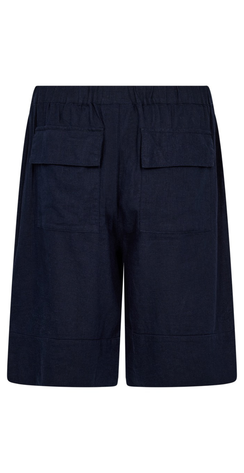 Lava hør shorts med knapper og store lommer navy blazer Freequent