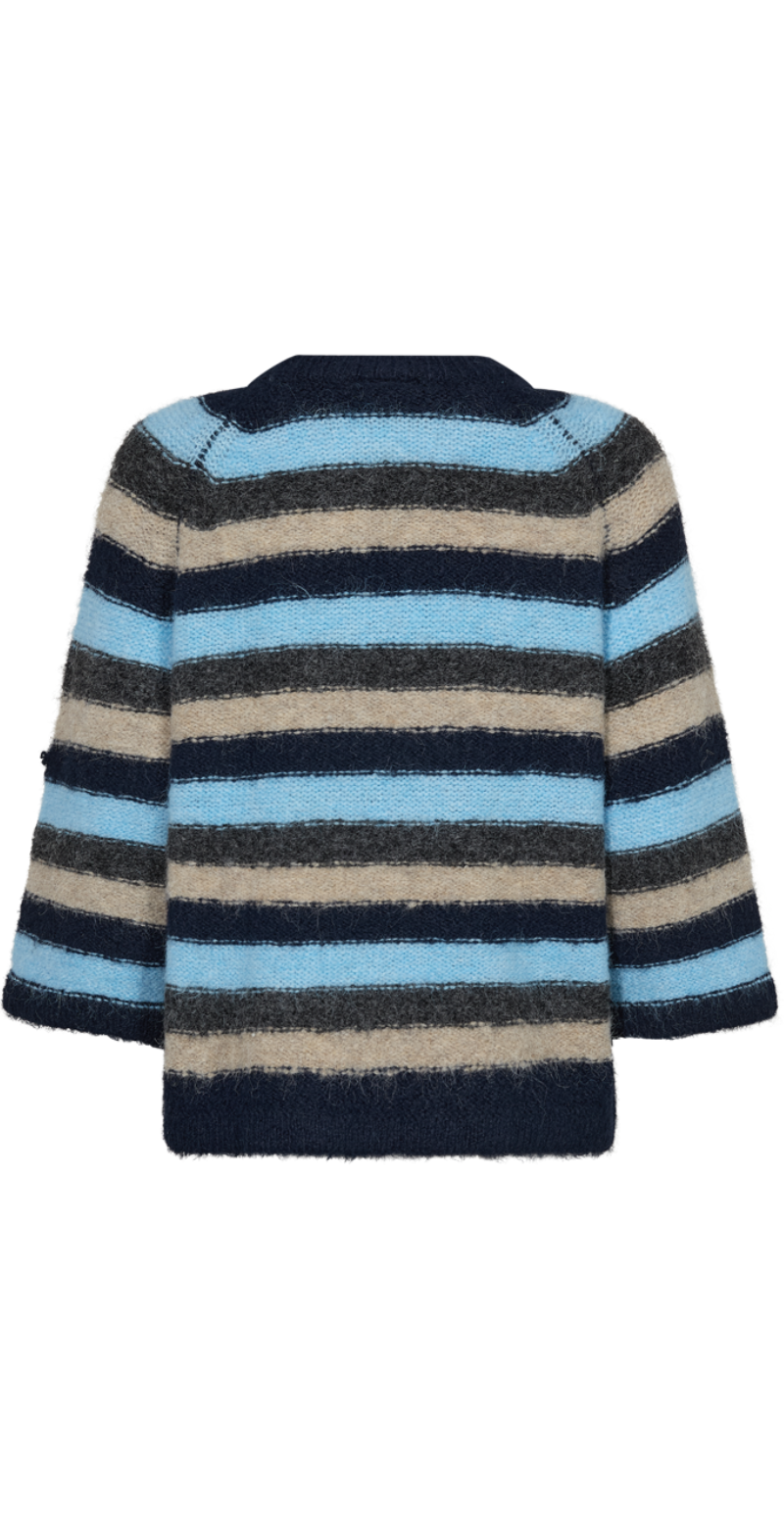 Lulu pullover med striber og 3/4 ærmer navy blazer Freequent