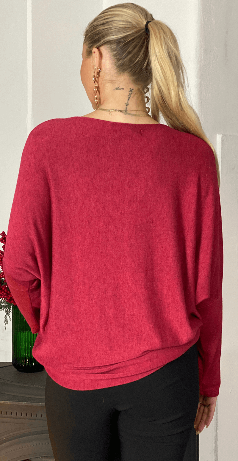 Madelene bluse med snefnug rød Likelondon