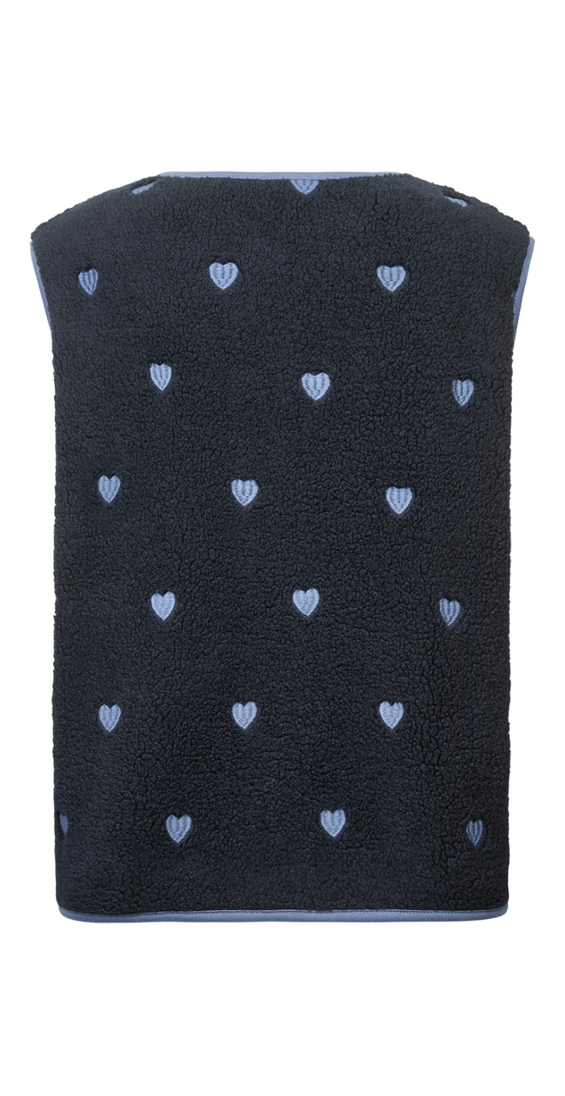 Zita teddy vest med hjerter navy LikeLondon