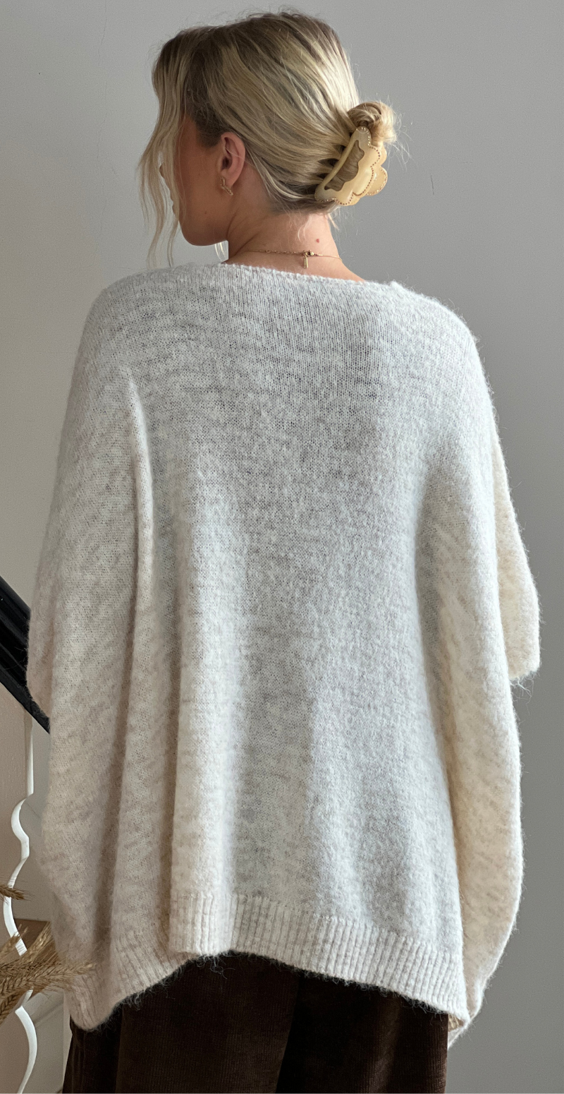 Doris strikvest med lomme og v-hals beige LikeLondon
