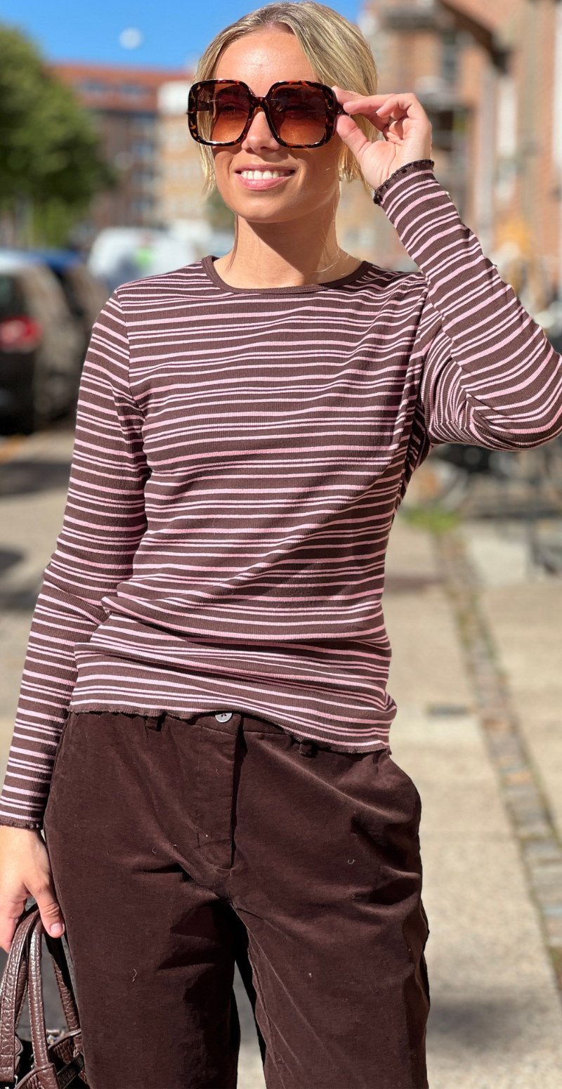 Tone langærmet t-shirt Java/Polignac stripe B.Young