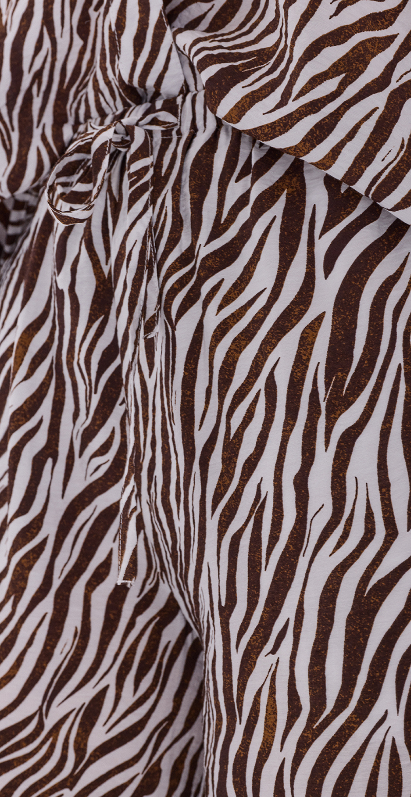 Mele bukser med zebraprint brilliant white w. coffee bean Freequent