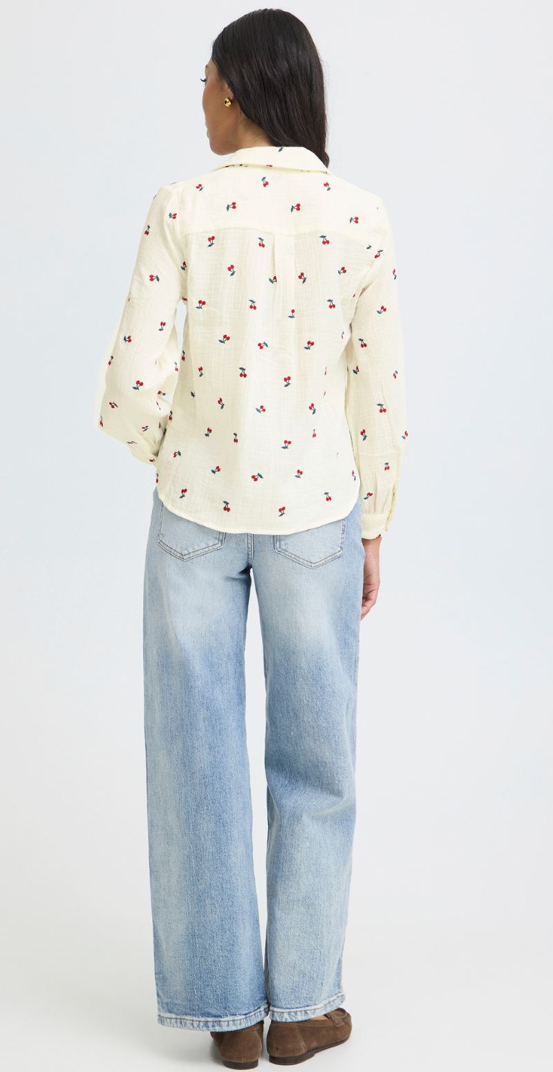 Iberlin musselin bluse med kirsebær cerise marshmallow B.young