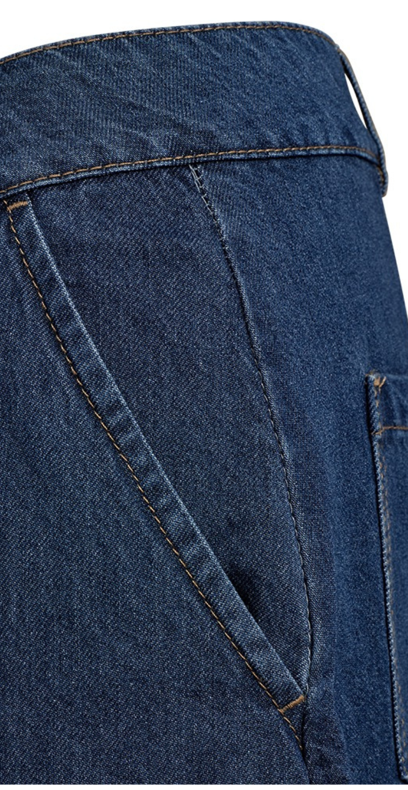 Alia nederdel med lommer medium blue denim Freequent
