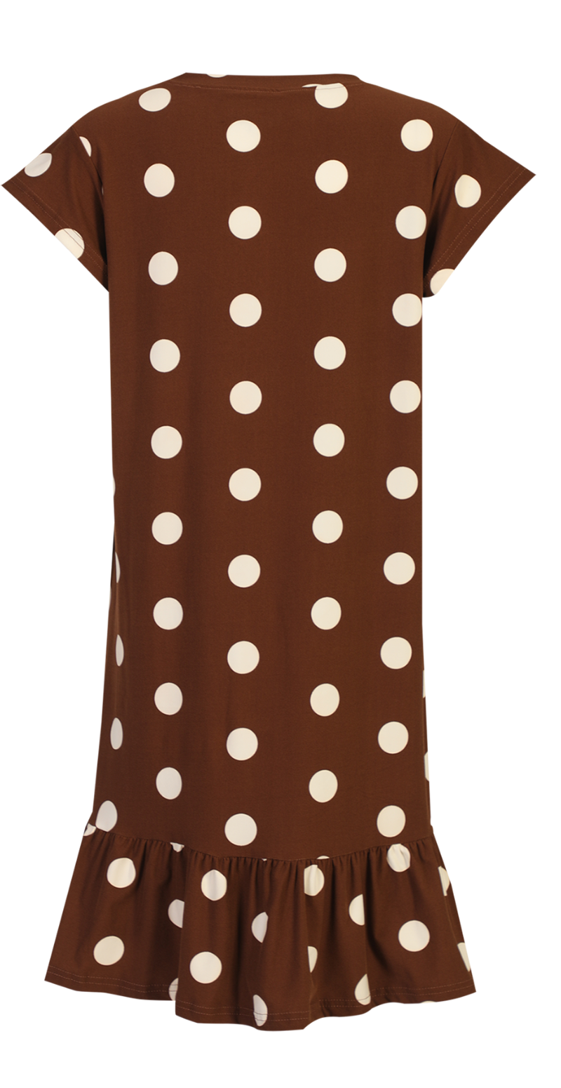 Alma kjole brown creme dot Liberté