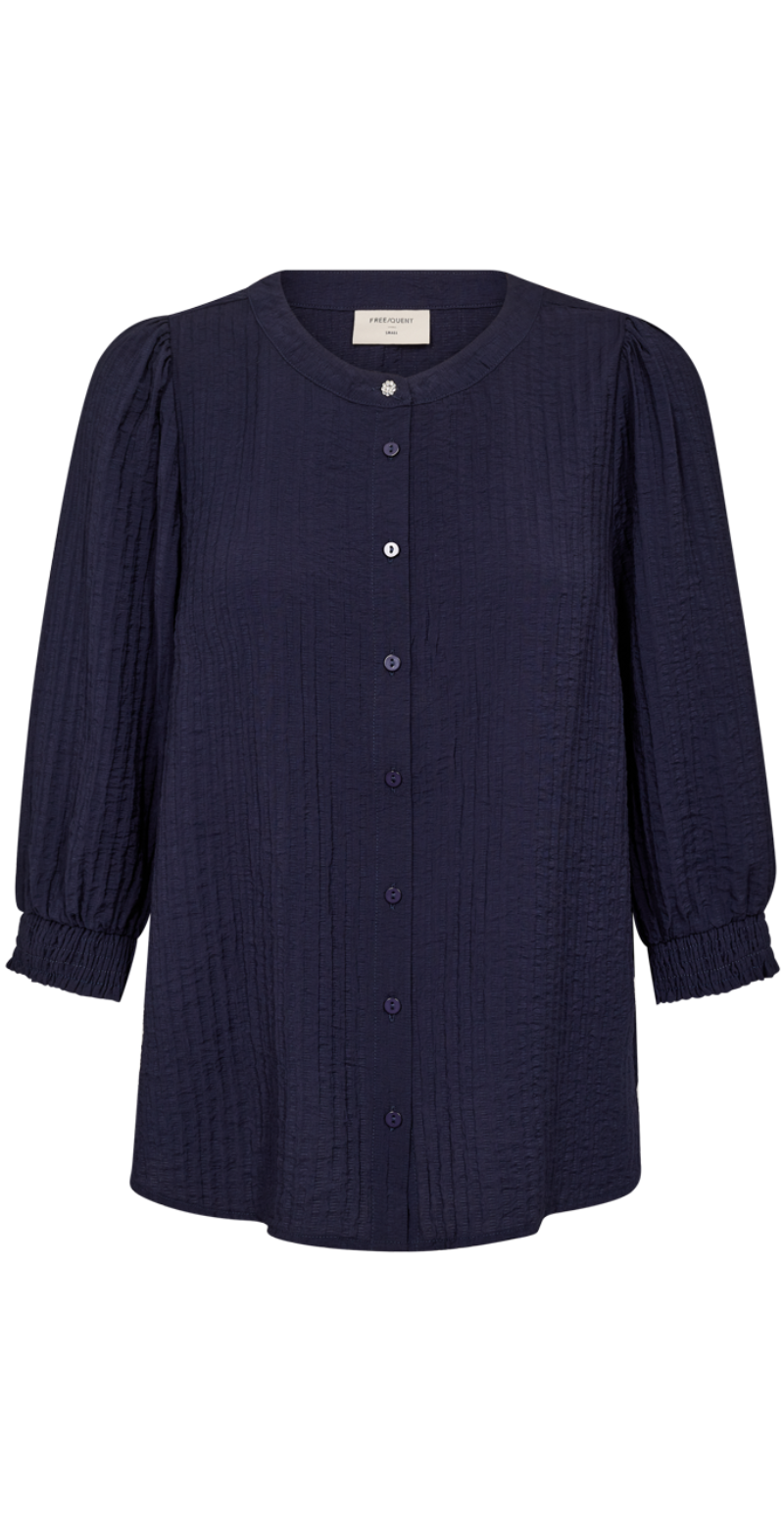 Aby bluse med struktur navy blazer