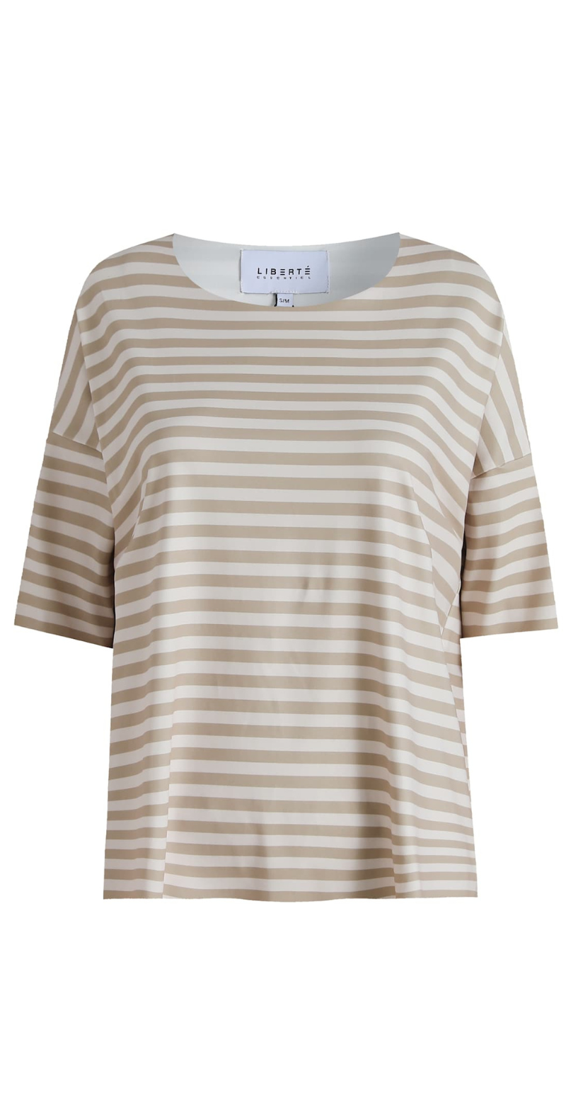 Alma t-shirt med striber sand ivory