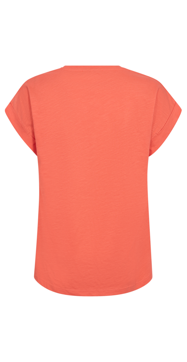 T-shirt med brystlomme hot coral