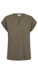 T-shirt med brystlomme dusty olive