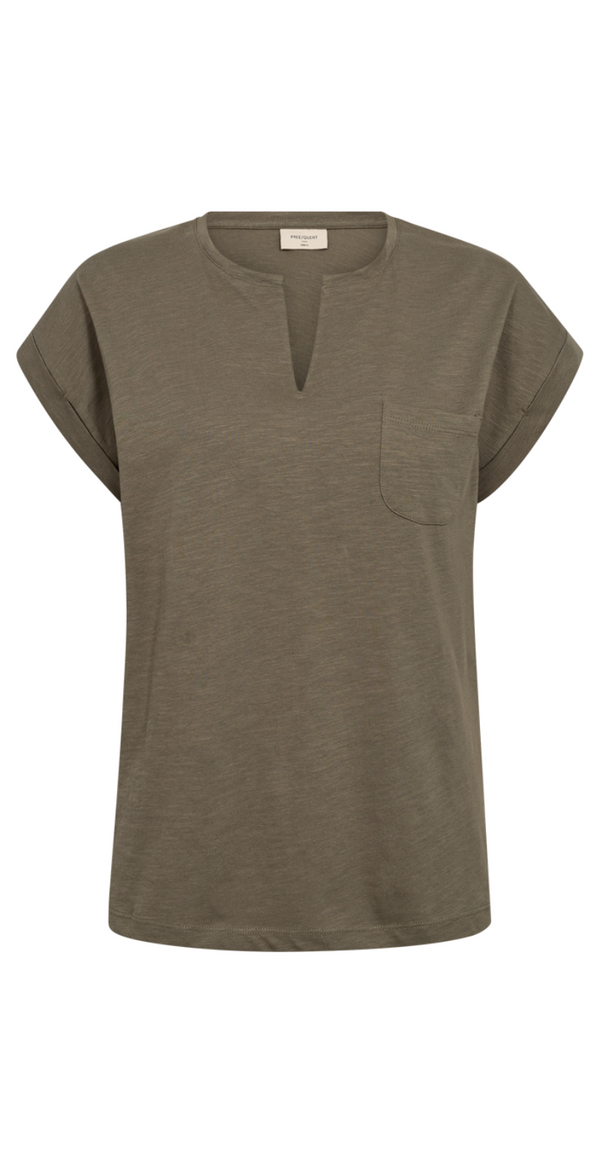 T-shirt med brystlomme dusty olive