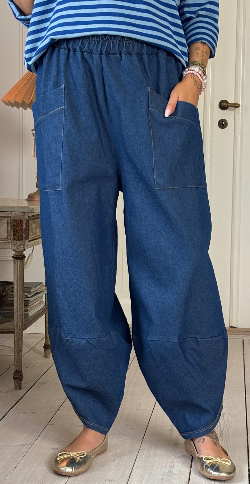 Forudbestil uge 9 Rosia denimbukser med slids og lommer foran dark blue LikeLondon