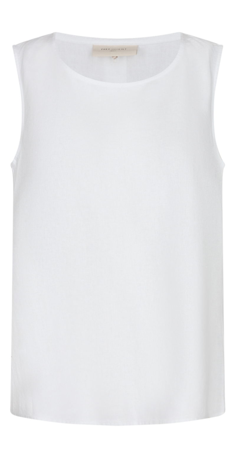 Lava hør top med knapper og brede stropper brilliant white Freequent