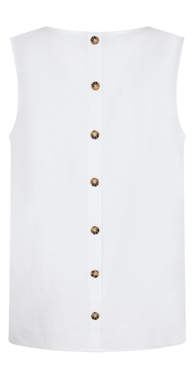 Lava hør top med knapper og brede stropper brilliant white Freequent