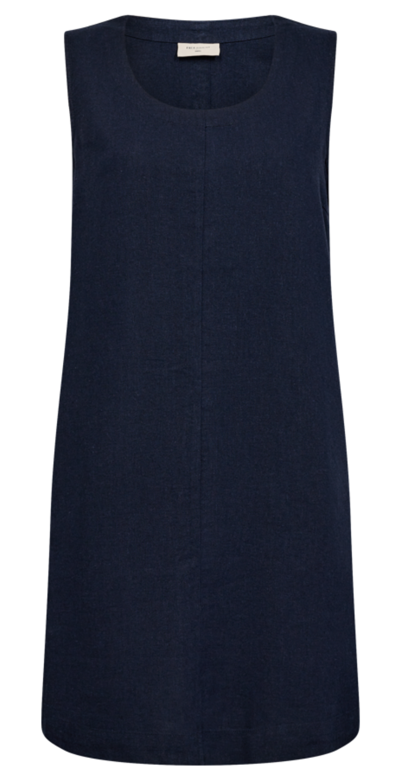 Lava hørkjole med knapper navy