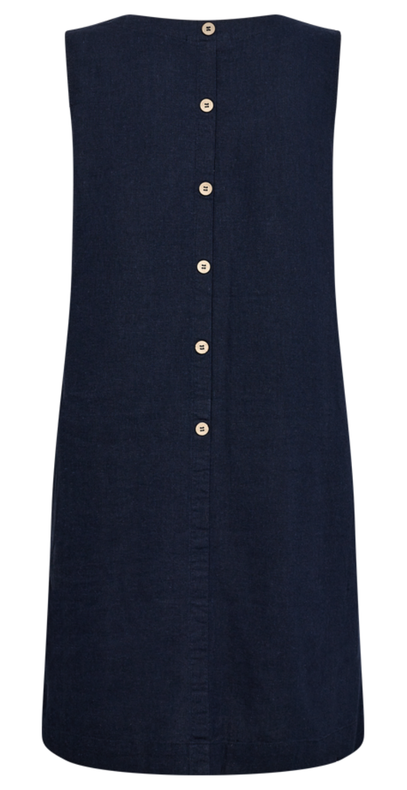 Lava hørkjole med knapper navy