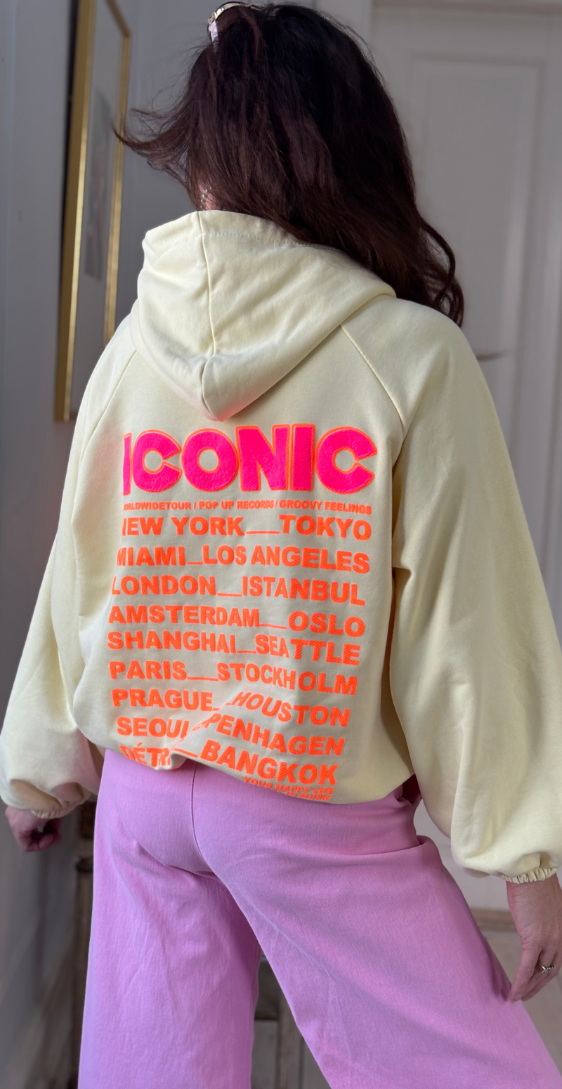 Nancy sweatshirt med hætte og iconic print lemon LikeLondon