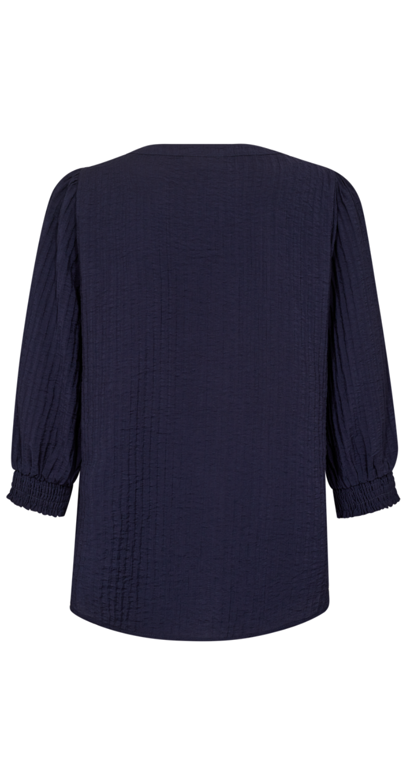 Aby bluse med struktur navy blazer