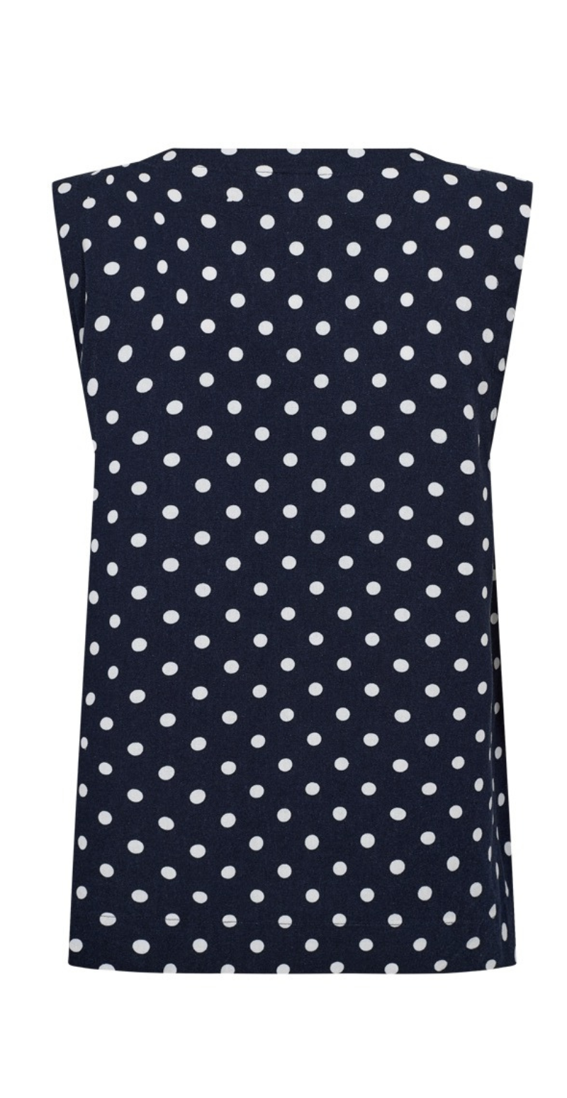 Lavisco hør top med prikker navy blazer w. brilliant white Freequent
