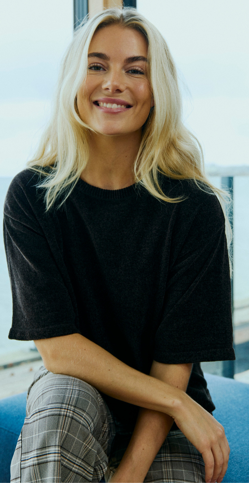 Tempo pullover i chenille med 3/4 ærmer mole Freequent