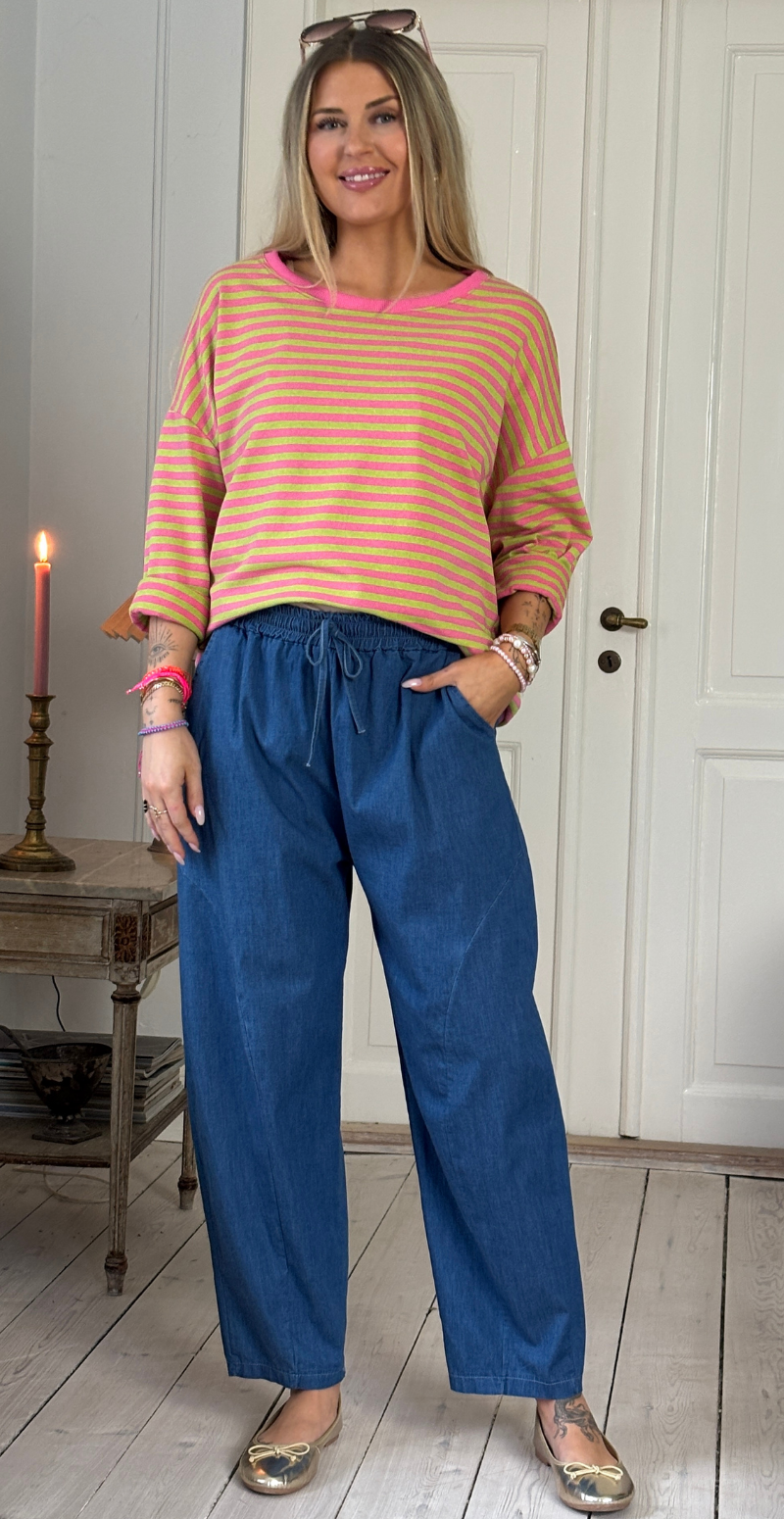 Forudbestil uge 8 Vally denim buks med elastik i taljen medium jeans LikeLondon