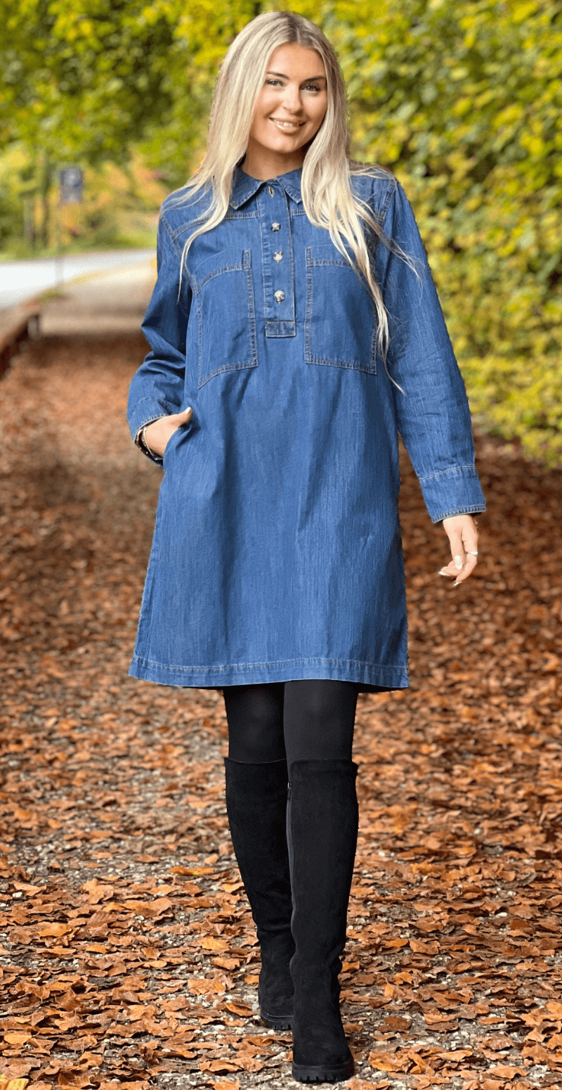 Zaman kjole medium blue denim