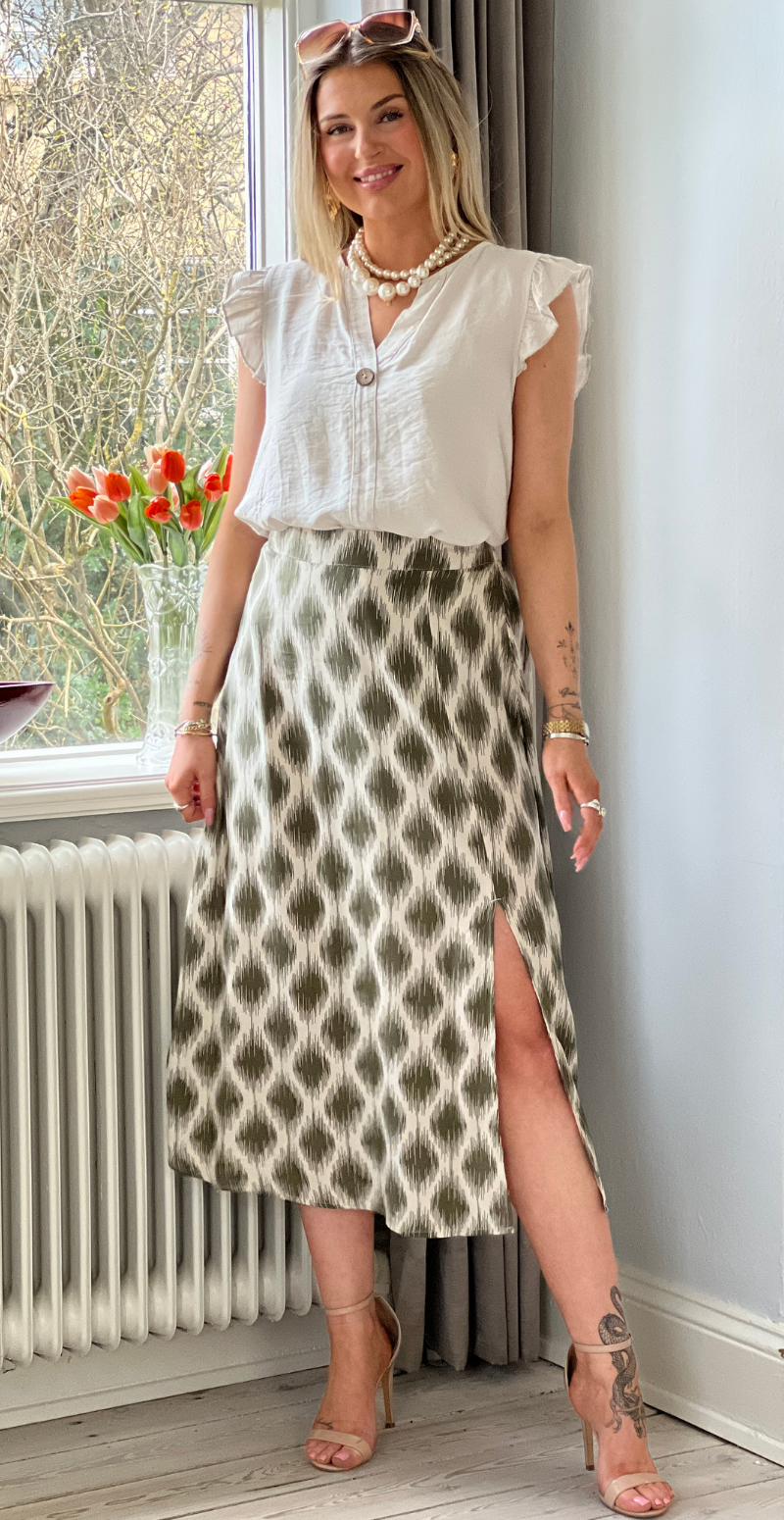 Joella midi skirt med slids ogee kalamata B.young