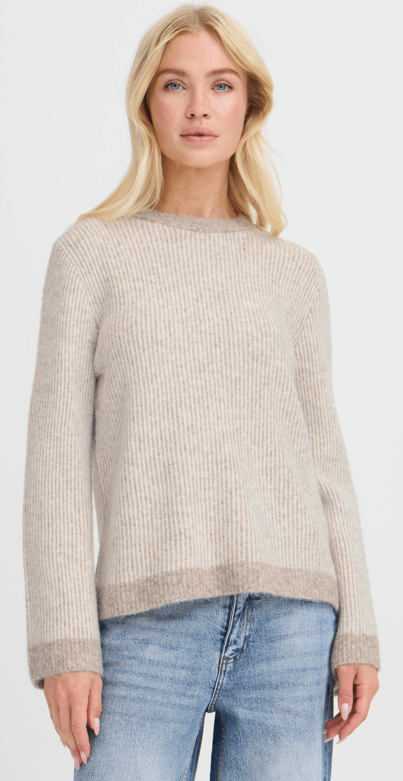 Minna jumper med striber walnut mix