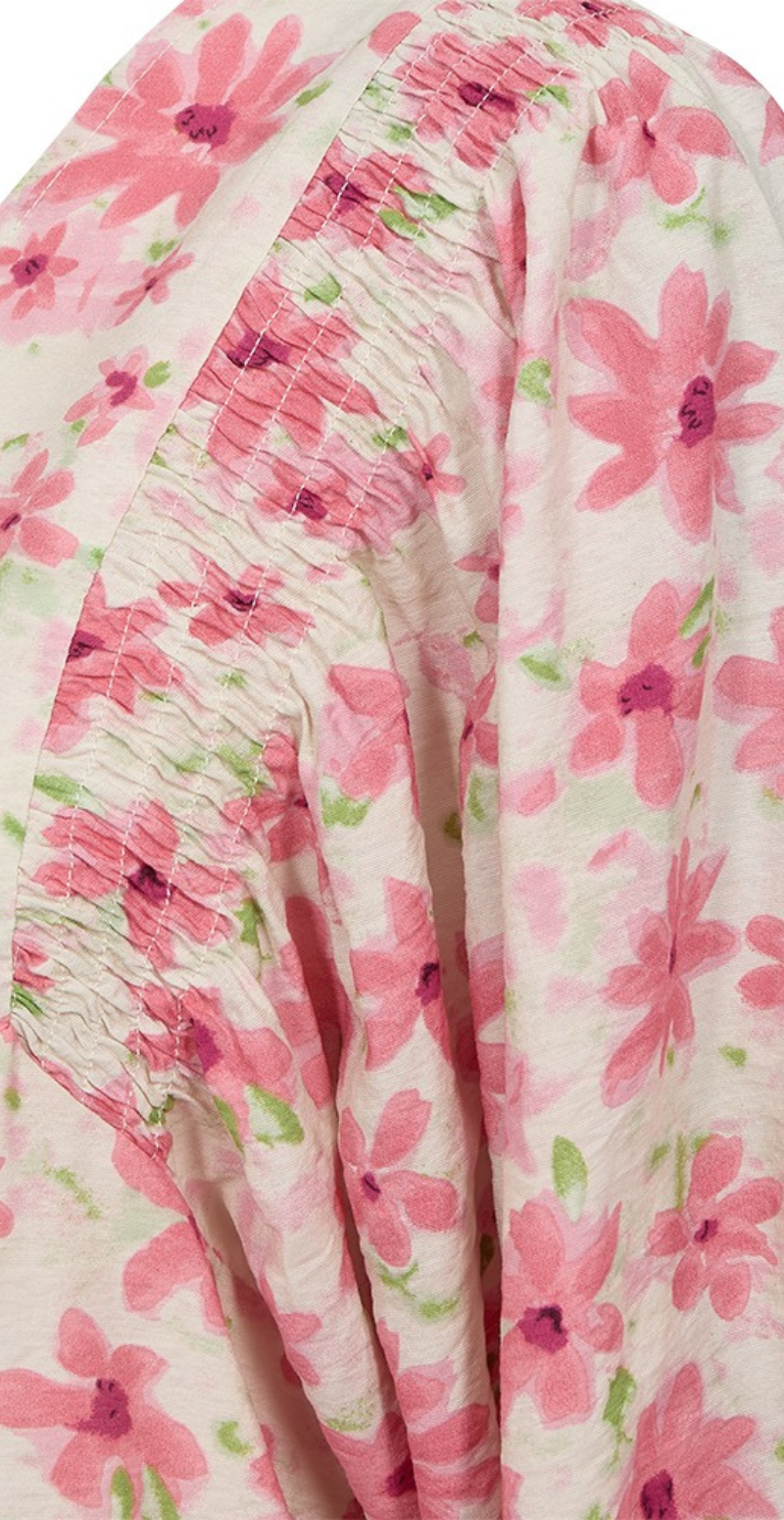 Jovi bluse med pufærmer og blomstermønster moonbeam w. sweet lilac Freequent