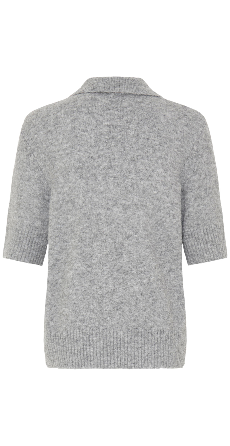 Minna polo med knapper i similisten medium grey melange B.young