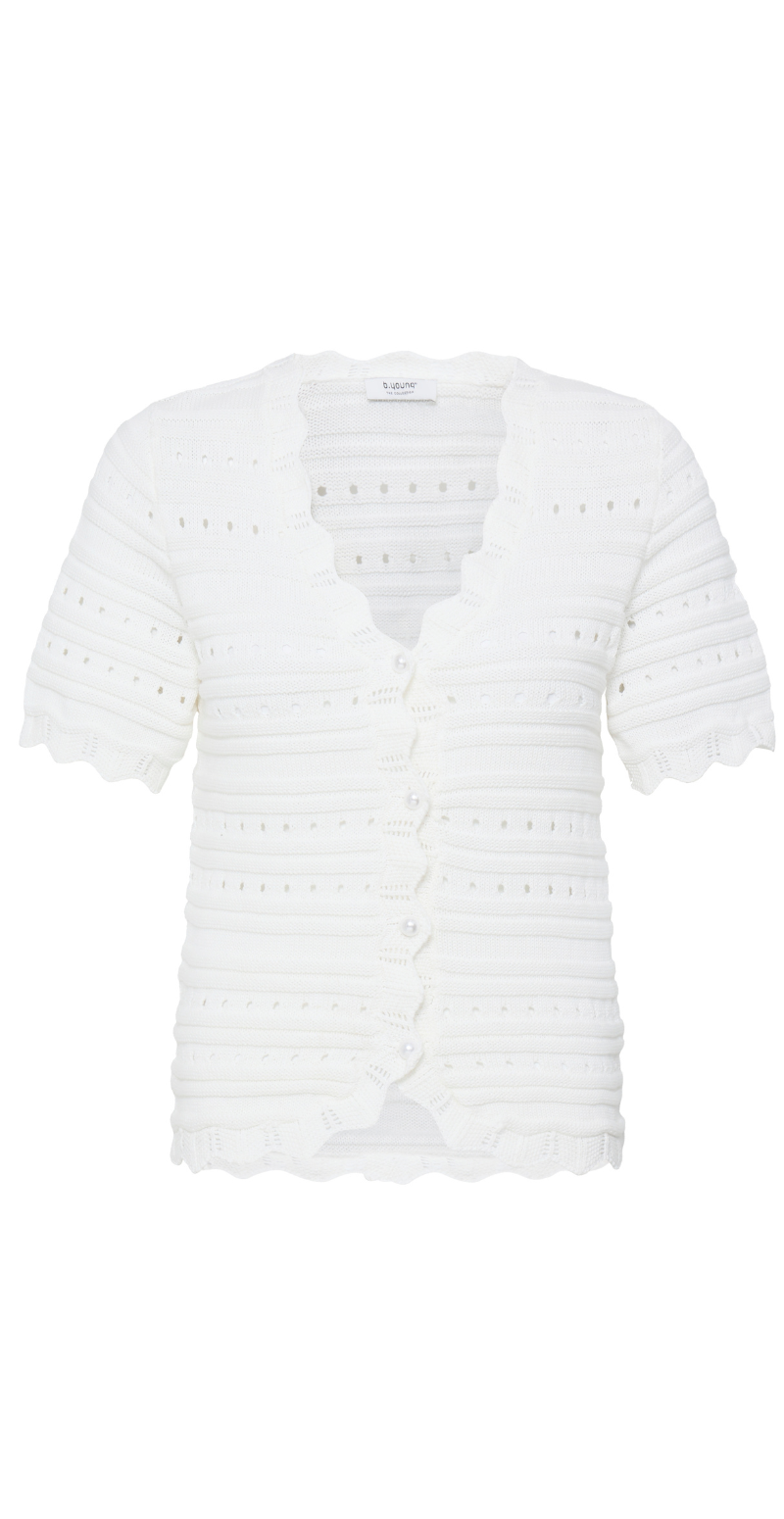 Naski strikket cardigan med bølgende kanter marshmallow B.young