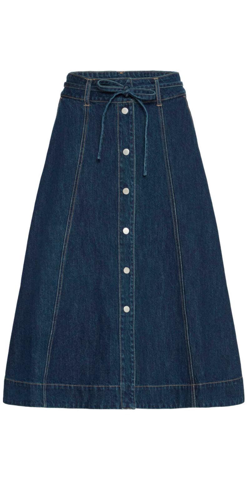 Lukan denim nederdel med knapper dark blue denim b.young
